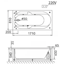 Alternative view of Bồn tắm yếm Caesar AT0170L/R 1.7M