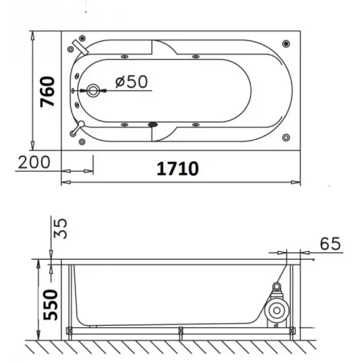 Bồn tắm xây Caesar AT0670 dài 1.7M - Ảnh 2