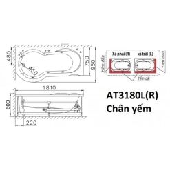 Alternative view of Bồn tắm yếm Caesar AT3180L/R 1.8M