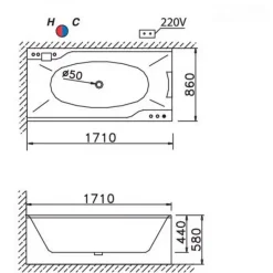 Alternative view of Bồn tắm massage CAESAR MT0870L/R chân yếm 1.7M