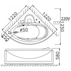 Alternative view of Bồn tắm massage CAESAR MT5120 chân yếm 1.2M đặt góc