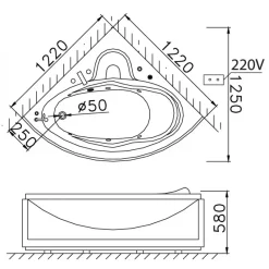 Alternative view of Bồn tắm massage CAESAR MT5120A xây 1.2M