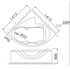 Alternative view of Bồn tắm Massage Caesar MT5140 chân yếm 1.4M đặt góc
