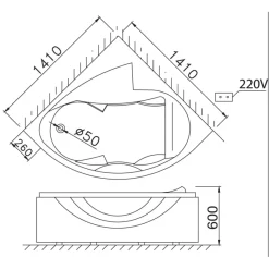 Alternative view of Bồn tắm massage CAESAR MT5140A xây 1.4M