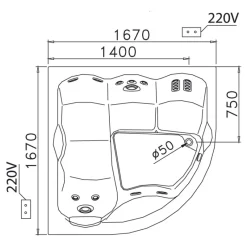 Alternative view of Bồn tắm massage CAESAR MT5165 đôi chân yếm 1.67M