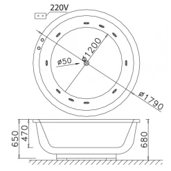 Alternative view of Bồn tắm massage CAESAR MT6470 chân yếm 1.7M