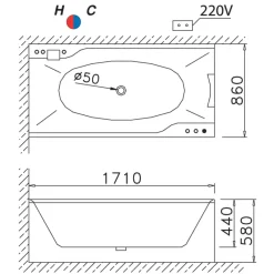 Alternative view of Bồn tắm massage CAESAR MT0870 đặt âm 1.7M
