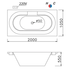 Alternative view of Bồn tắm massage CAESAR MT212 đặt âm 2.0M