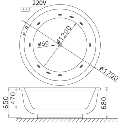 Alternative view of Bồn tắm massage CAESAR MT6470A xây 1.7M