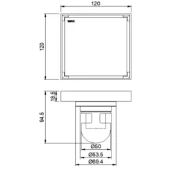 Alternative view of Phễu thoát sàn Inax FDV-12F vuông 120x120mm