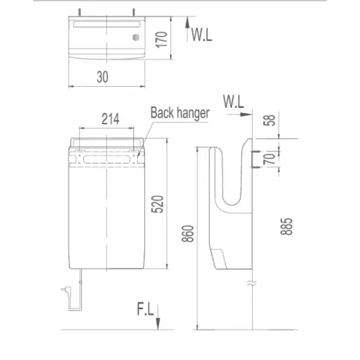 Máy sấy tay tự động Inax JT-1000 phòng vệ sinh - Ảnh 2
