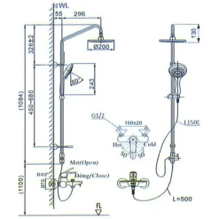 Alternative view of Vòi sen cây nóng lạnh Inax BFV-1405S
