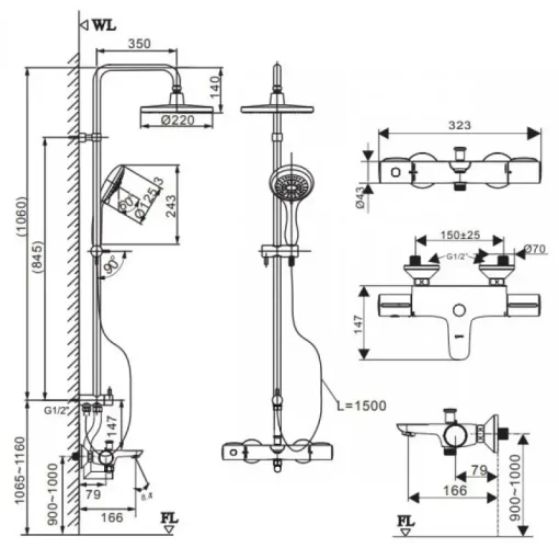 Vòi sen cây nhiệt độ Inax BFV-3415T-3C - Ảnh 2
