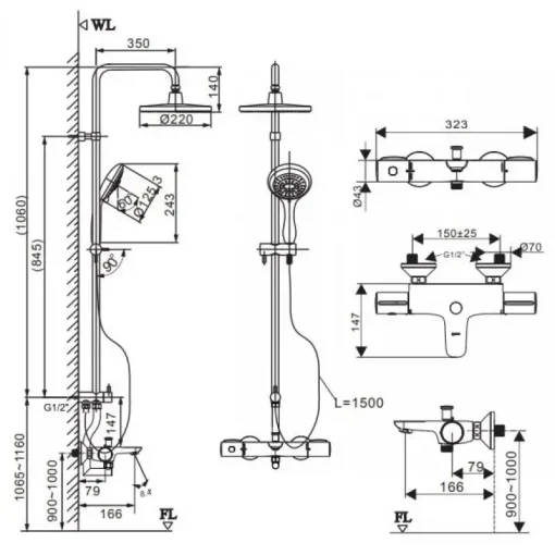 Vòi sen cây nhiệt độ Inax BFV-3415T-9C - Ảnh 2