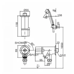 Alternative view of Vòi sen tắm đa chế độ phun Inax BFV-10-1C