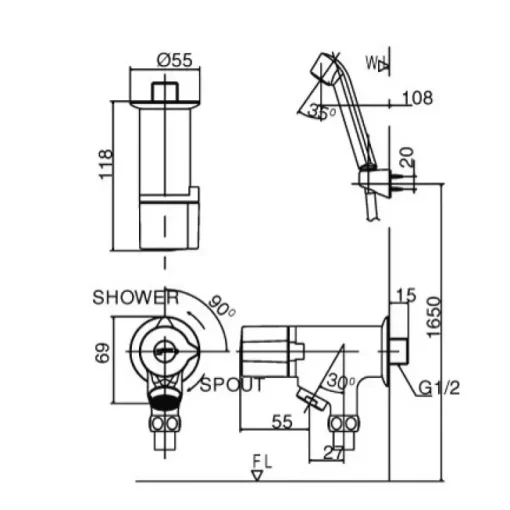 Vòi sen tắm tay nhựa Inax BFV-10 - Ảnh 2