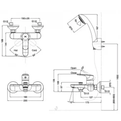 Alternative view of Vòi sen tắm nóng lạnh Inax BFV-1403S-3C