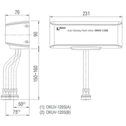 Alternative view of Van xả cảm ứng Inax OKUV-120S(A/B) dùng pin