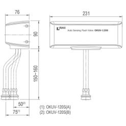 Alternative view of Van xả cảm ứng Inax OKUV-120S(B)-0.5AC tiểu nam 0.5 lít