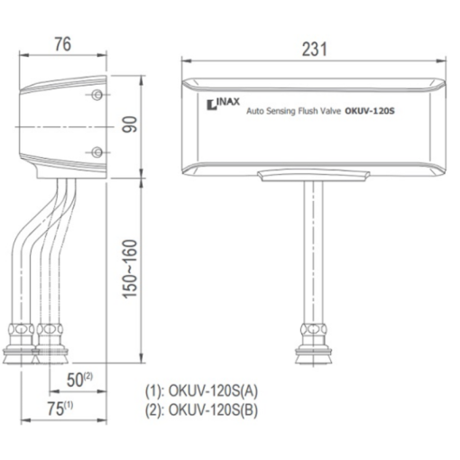 Van xả cảm ứng Inax OKUV-120S(B)-0.5AC tiểu nam 0.5 lít - Ảnh 2