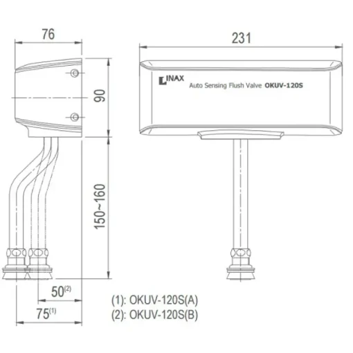 Van xả cảm ứng Inax OKUV-120S(B)-0.5DC tiểu nam 0.5 lít - Ảnh 2
