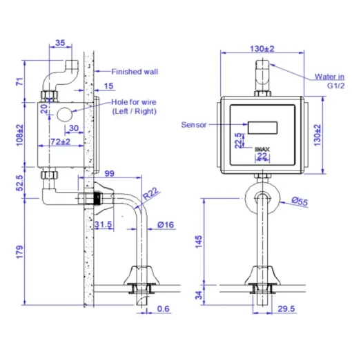 Van xả cảm ứng Inax OKUV-30SM-0.5 220V - Ảnh 2