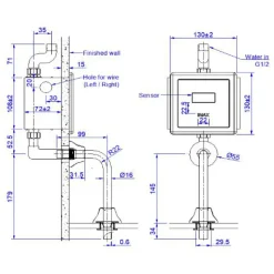 Alternative view of Van xả cảm ứng Inax OKUV-30SM dùng pin
