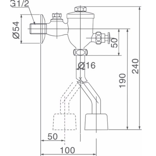 Van xả nhấn bồn tiểu nam Inax UF-8V ống cong - Ảnh 2