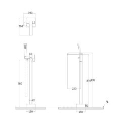 Alternative view of Vòi xả bồn tắm đứng CAESAR AS689C đồng thau