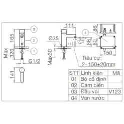 Alternative view of Vòi lavabo Viglacera VG1023 cảm ứng pin