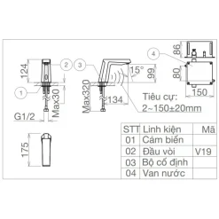 Alternative view of Vòi lavabo Viglacera VG1028 cảm ứng pin lạnh