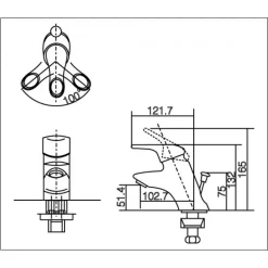 Alternative view of Vòi lavabo nóng lạnh Inax LFV-102S 1 lỗ