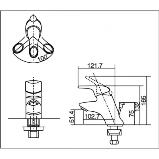 Vòi lavabo nóng lạnh Inax LFV-102S 1 lỗ - Ảnh 2