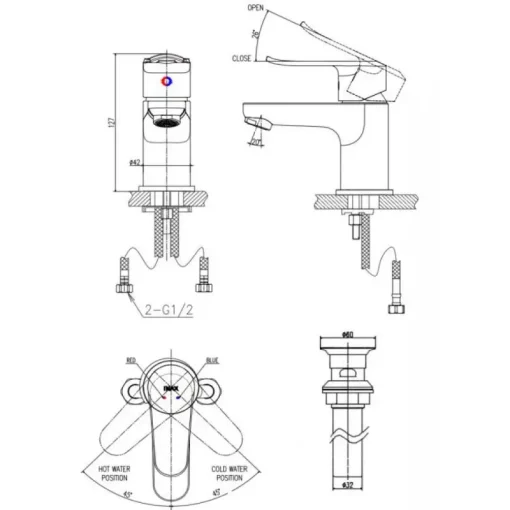 Vòi lavabo nóng lạnh Inax LFV-2012S-R thấp - Ảnh 2
