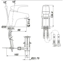 Alternative view of Vòi lavabo nóng lạnh Inax LFV-282S 1 lỗ