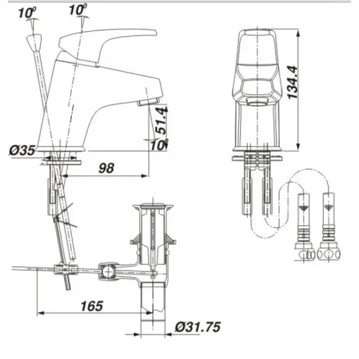 Vòi lavabo nóng lạnh Inax LFV-282S 1 lỗ - Ảnh 2