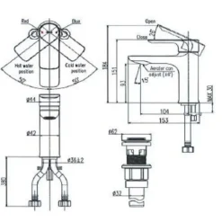 Alternative view of Vòi lavabo nóng lạnh Inax LFV-612S đồng thau