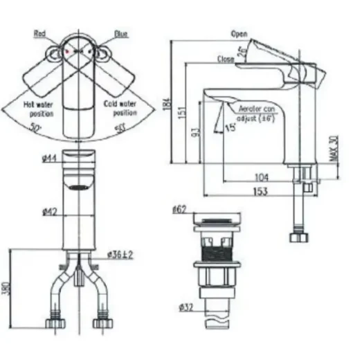 Vòi lavabo nóng lạnh Inax LFV-612S đồng thau - Ảnh 2