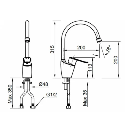 Vòi rửa chén bát nóng lạnh Inax SFV-2011S - Ảnh 2