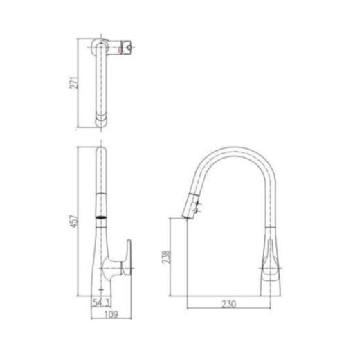 Vòi rửa chén bát rút dây Inax SFV-900SX - Ảnh 2