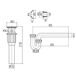 Alternative view of Bộ xả lavabo Inax A-325PS ống bằng nhựa