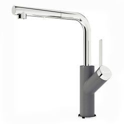 Vòi rửa bát nóng lạnh dây rút Konox Artan Grey