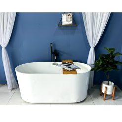 Bồn tắm ngâm đặt sàn hình oval cạnh thẳng SAWO SW5715-CT