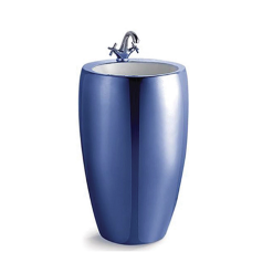 Chậu rửa lavabo chân đứng nghệ thuật màu xanh C3966L