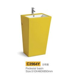 Chậu rửa mặt nghệ thuật chân đứng màu vàng C3964Y