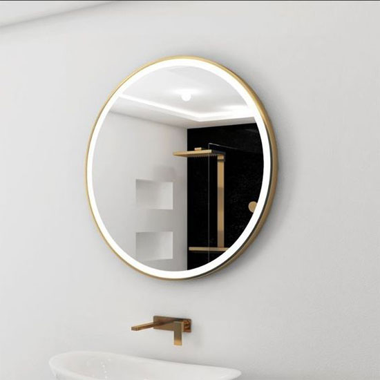 Gương đèn led khung inox mạ vàng MIKEN MKG-T002
