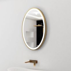 Gương đèn led khung inox mạ vàng MIKEN MKG-T003