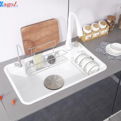 Chậu rửa bát 1 hố phủ nano màu trắng Kagol KNT7848