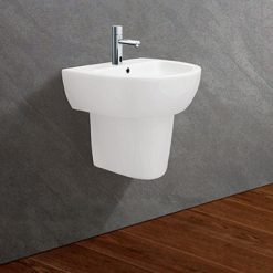 Chậu rửa lavabo treo tường và chân lửng Viglacera VI51
