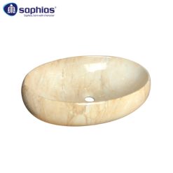 Chậu rửa mặt lavabo vân đá nâu Saphias TS-8013B